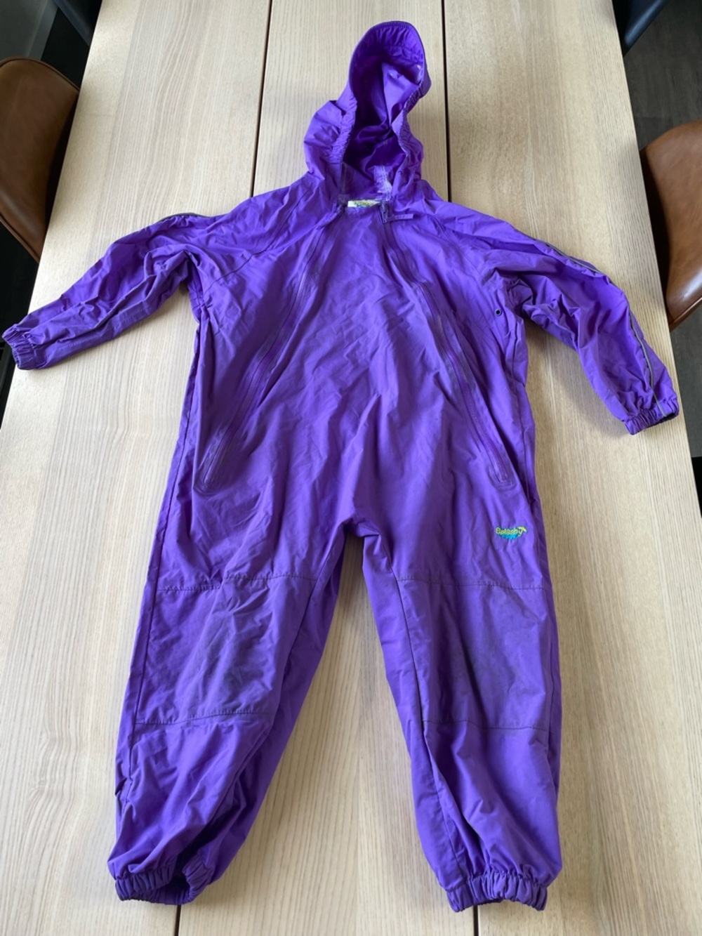 90’s Kids splash suit Purple One-Piece Hooded wetsuit retro fits 6years
